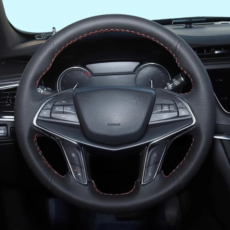 FAI DA TE Cucito A Mano Antiscivolo In Fibra di Carbonio In Pelle Coprivolante Wrap Per Cadillac XT5 CT6 XTS SRX ATSL CT5 XT4 Accessori Auto