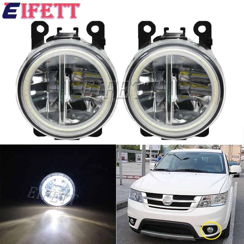 Accessori auto 2X fendinebbia H11 LED Angel Eye Waterpoof per Fiat Freemont 2011 2012 2013 2014 2015 fari paraurti anteriore