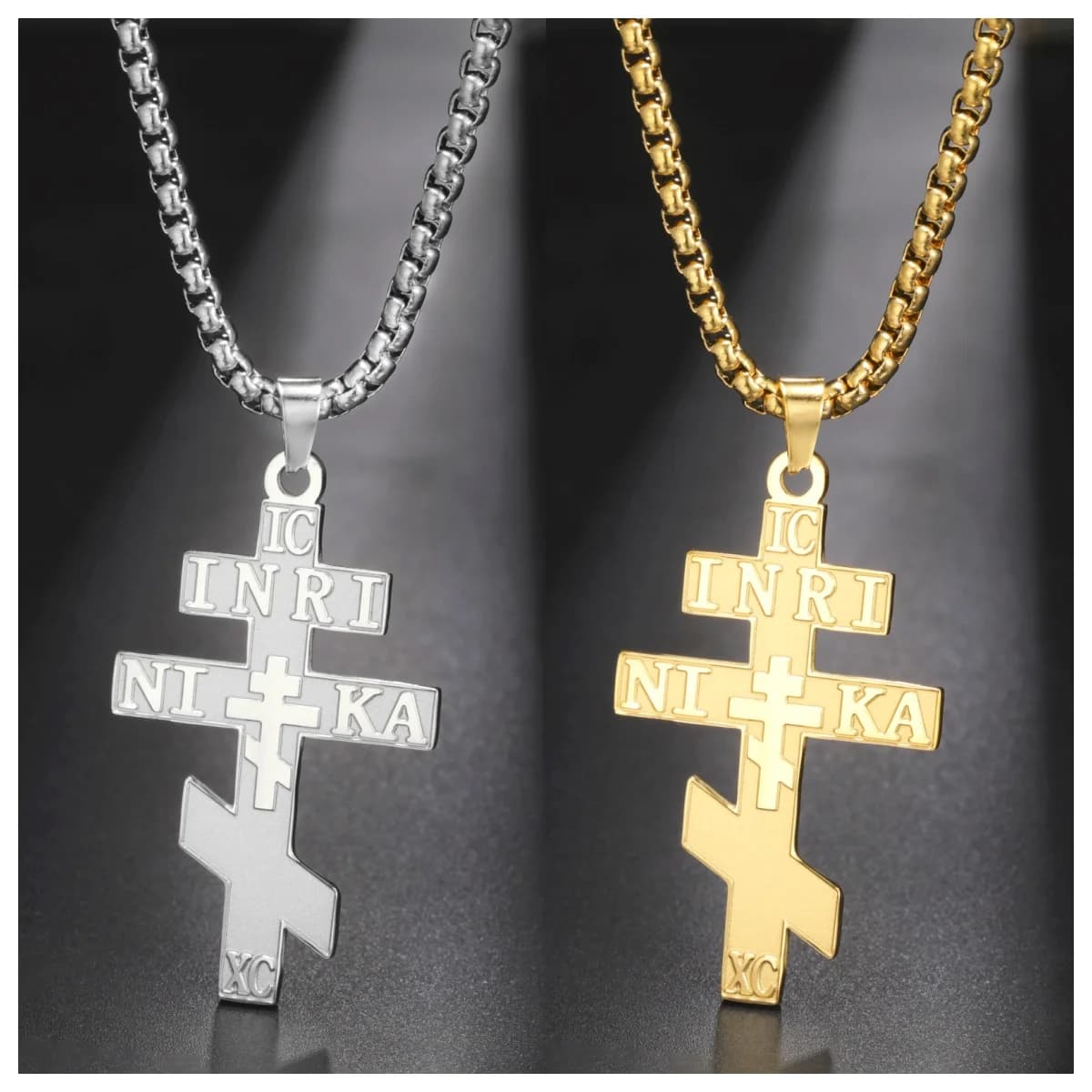 1pc Jeshayuan Stainless Steel Cross Necklace For Women Men Easter Orthodox Cross Necklaces Unique Christian Jewelry