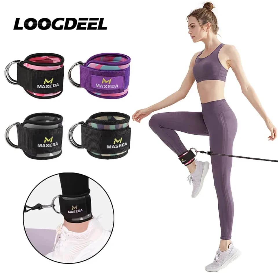 Cinturini per caviglie fitness regolabili Polsini di supporto con anello a D Allenamenti per la forza delle gambe da palestra Puleggia con fibbia Protezione sportiva Abduttori di sicurezza