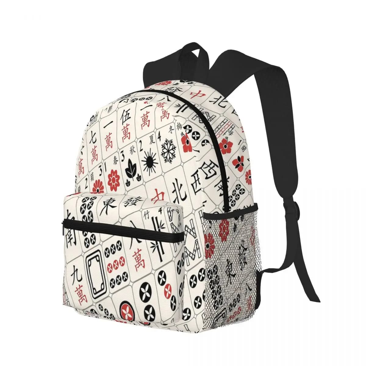 Mahjong Tiles Pattern Design Zaino per studenti Borsa da scuola Zaino da viaggio per escursionismo per uomo Donna Borse a tracolla Bookbag