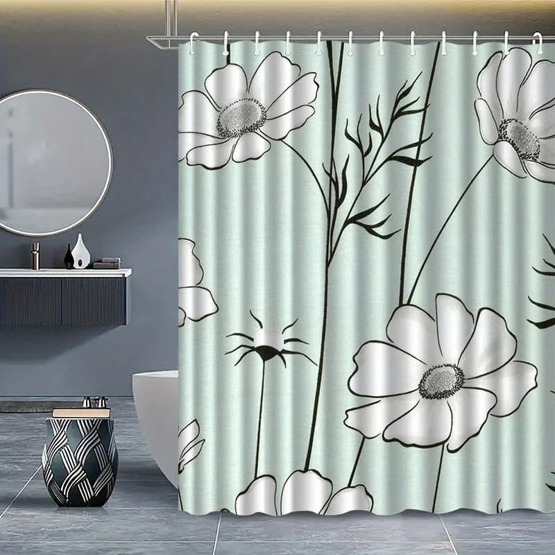 Tenda da doccia con motivo floreale 1 pezzo con gancio, tenda da doccia per il lavaggio dell'acqua, divisorio per il bagno, accessori per il bagno, decorazioni per la casa