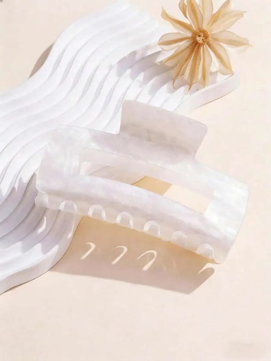 Elegante fermaglio per capelli quadrato bianco latte per donna, uso quotidiano, vacanze al mare, feste e festival