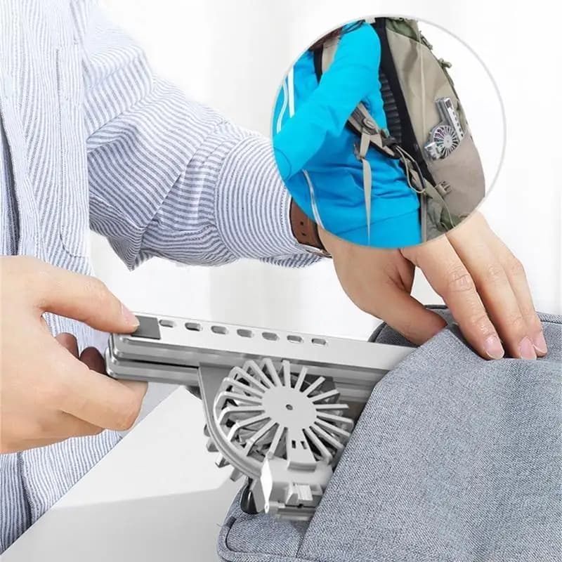 Supporto per laptop in alluminio con ventola raffreddamento con illuminazione RGB, design pieghevole per viaggi e ufficio