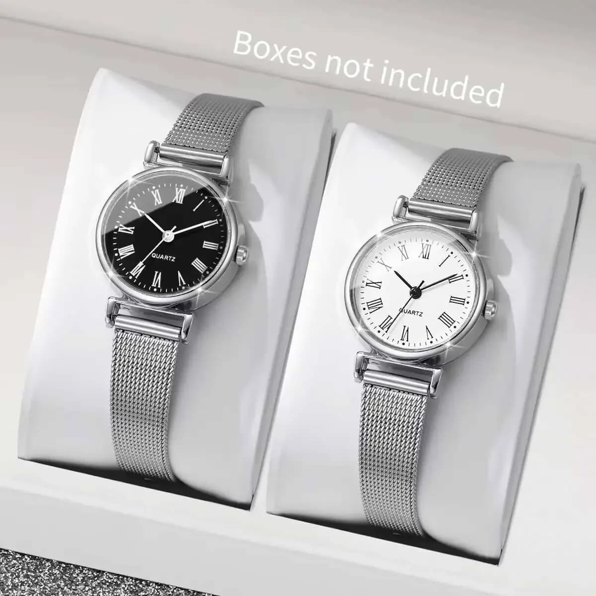 1/2PCS Fashion Women Watches Casual Roma Dial Mesh Band Quartz Wristwatch Reloj Mujer（Without Box）