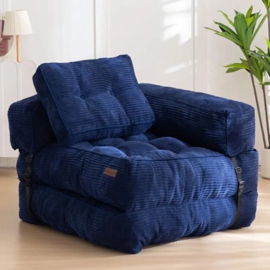 Folding Sofa Bed L-Shaped Convertible Sofa Bed with Armrest Foldable Sleeper Sofa with Pillow Portable Fold Out Chair Bed Comfy
