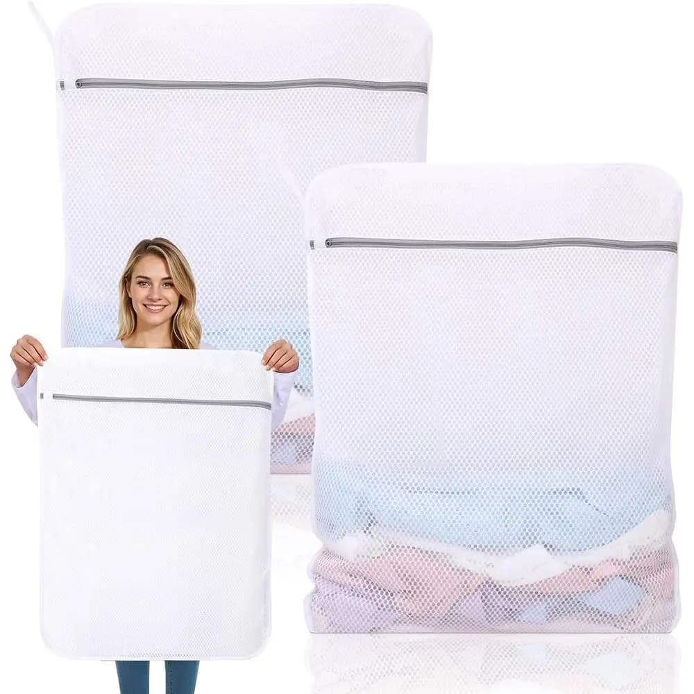 2 Pack XXL Mesh Laundry Bags for Delicates, 24 x 32 Inches Reusable Wash Bags, Ideal for College, Family, Travel, Storage