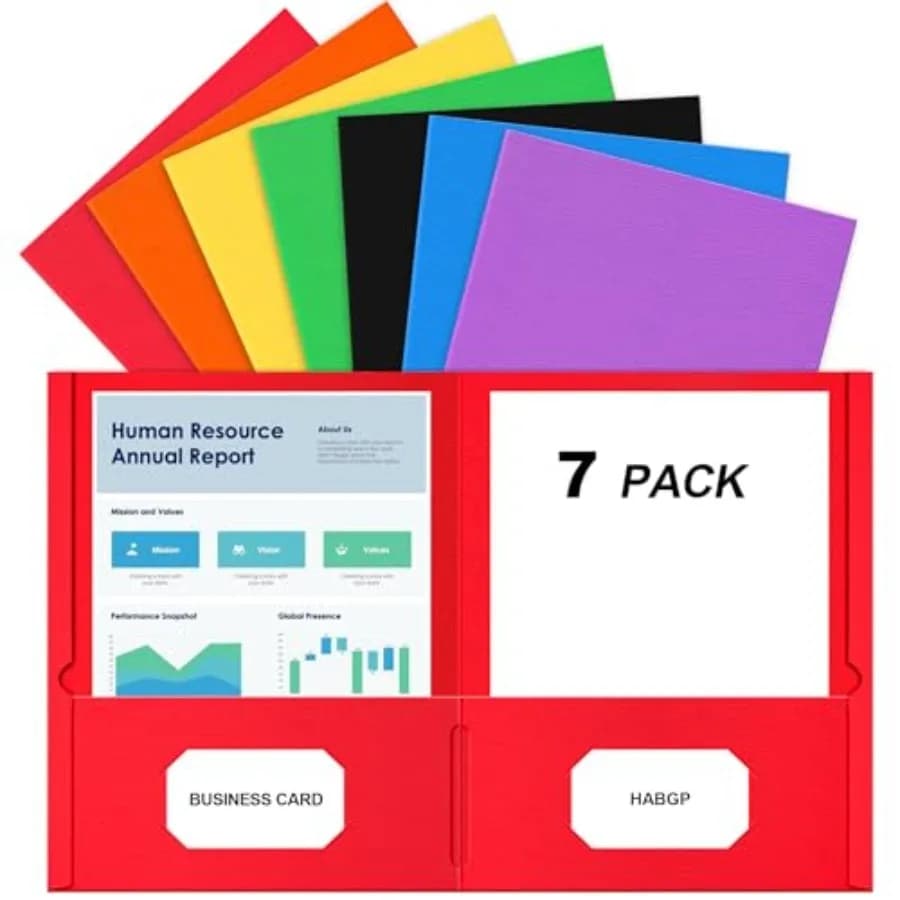 Two Pocket Folders, 7 Pack Paper Folders with Pockets Fit 8.5 x 11 Letter Size Paper, 7 Assorted Colors File Folders with Pocke