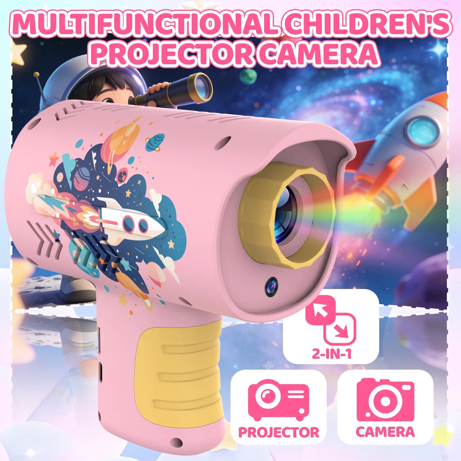Fotocamera per Bambini con Proiettore, Offre Proiezione, Fotografia 12MP, Registrazione Video 1080p, Fotocamera Digitale per Bambini