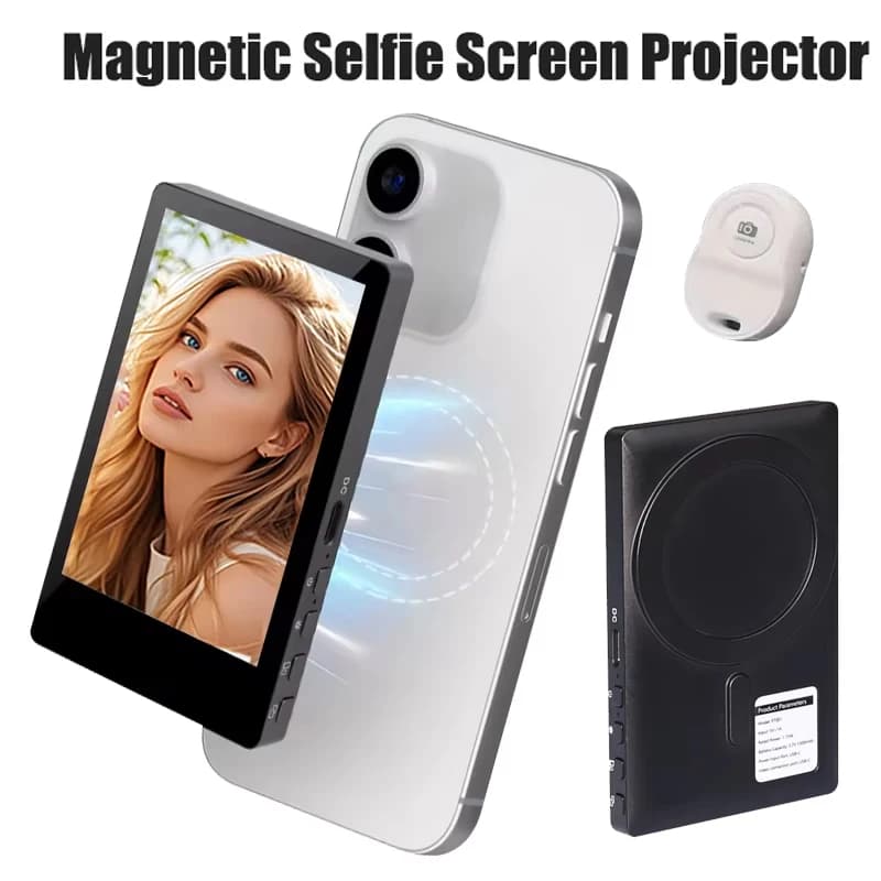 Magnetic Mobile Phone Selfie Monitor Screen Projector for Smartphone Rear Camera Selfie Vlog Live Stream for iPhone Android