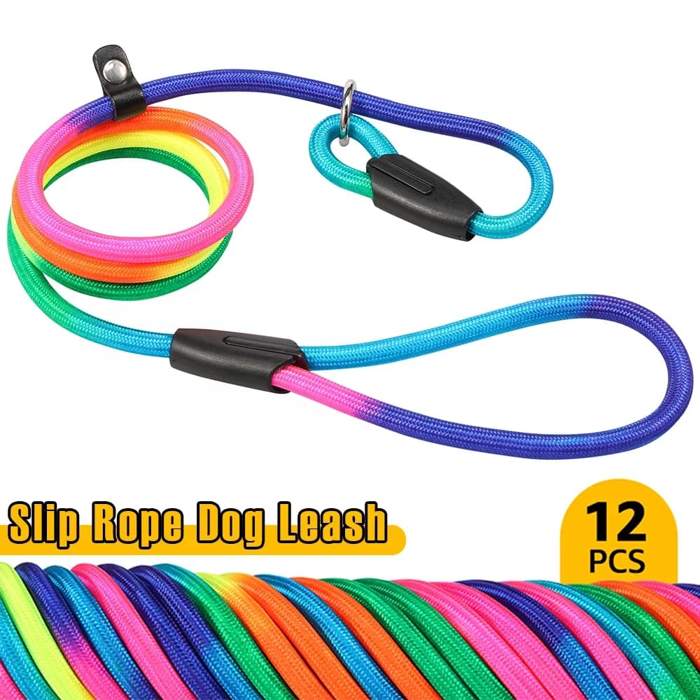 Set di 12 Guinzagli a Slitta per Cani, Colorati in Nylon Regolabile, Accessori per Passeggiate e Addestramento all'Aperto