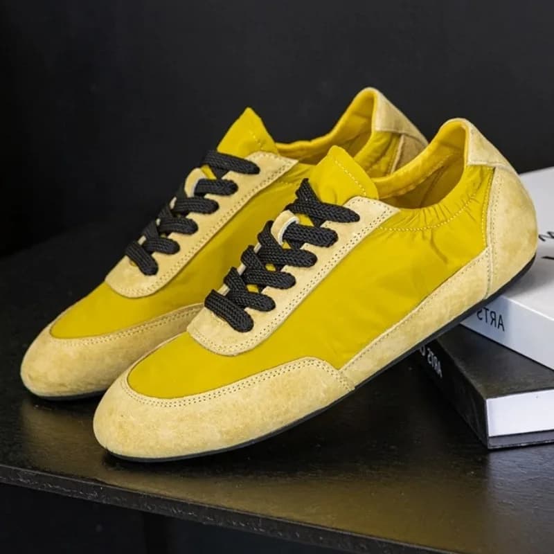Sneakers dal Design Unico con Patchwork, Scarpe Derby da Donna alla Moda in Camoscio con Punta Rotonda e Lacci, Suola Leggera e Morbida, Scarpe Casual Tenis De Mujer