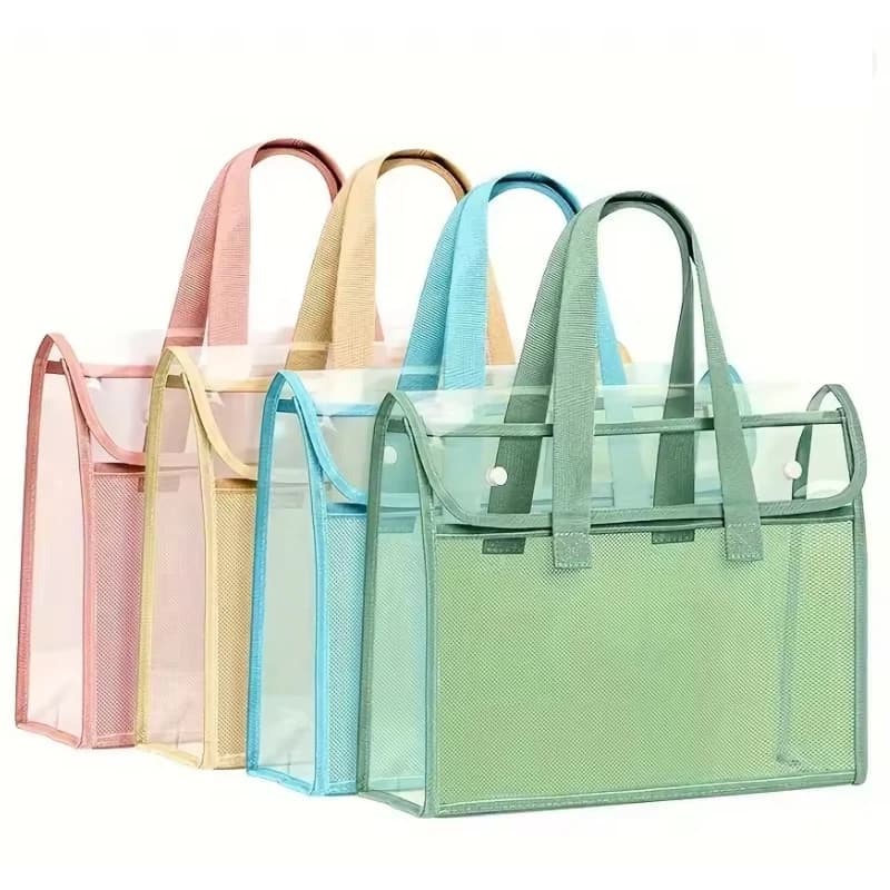 1/4 Pezzo Borsa Portadocumenti in PVC di Grande Capacità A4, Espandibile e Portatile, Multiuso, Trasparente e Impermeabile