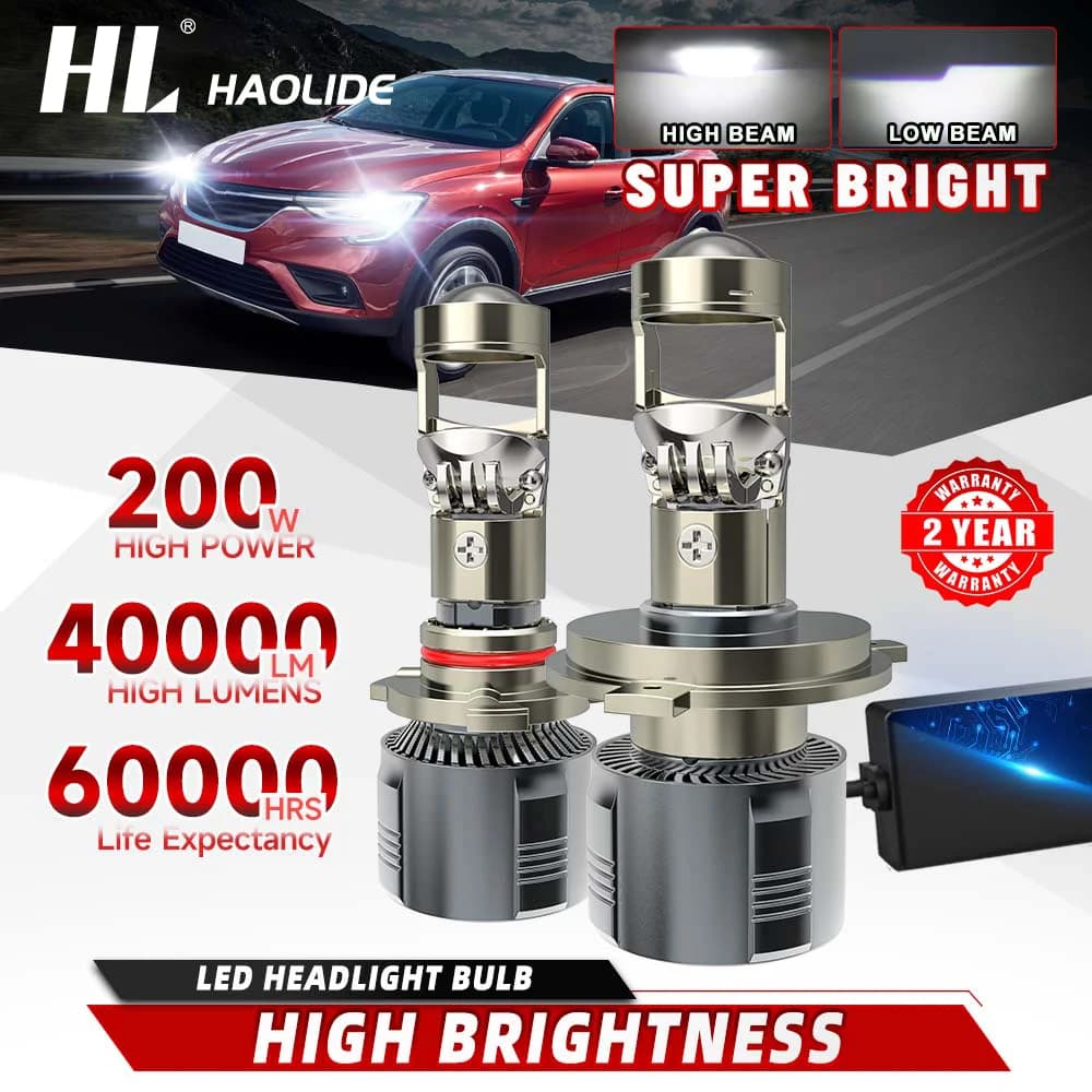 HL Super Bright MINI Proiettore LED con Lente H4 H7 per Fari Auto, Lampada Canbus ad Alta Potenza 6000K, Mini Fendinebbia Auto per Uso Fuoristrada