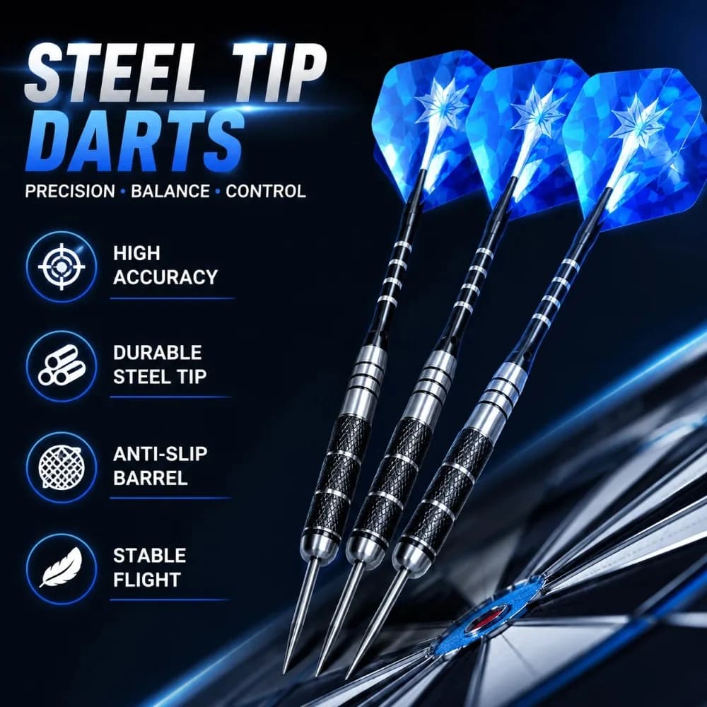 Set di 3 Freccette Professionali con Punta in Acciaio al Tungsteno, 22g, Antiurto, per Giochi Sportivi
