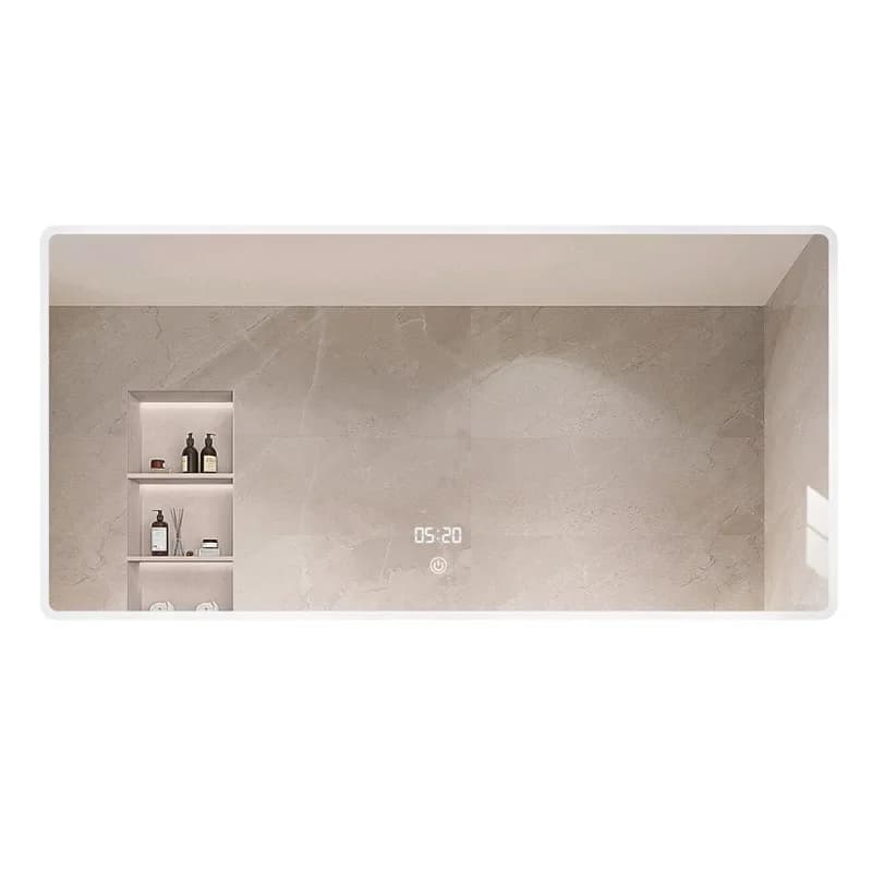 Specchio intelligente da bagno, striscia luminosa, grande specchio antiappannamento che trasmette la luce frontale, bagno a parete