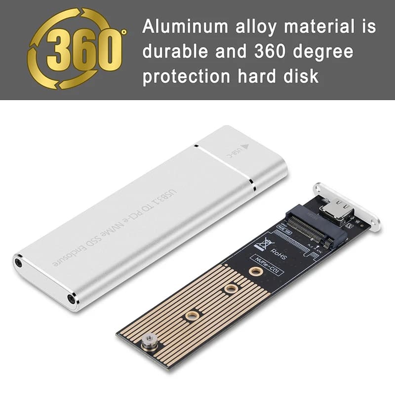 NUOVO SSD NVME Custodia PCIE NVMe M2 SSD Custodia esterna Scatola in alluminio M.2 NVMe SSD Custodia 10Gbps USB 3.1 Gen2 Adattatore USB C