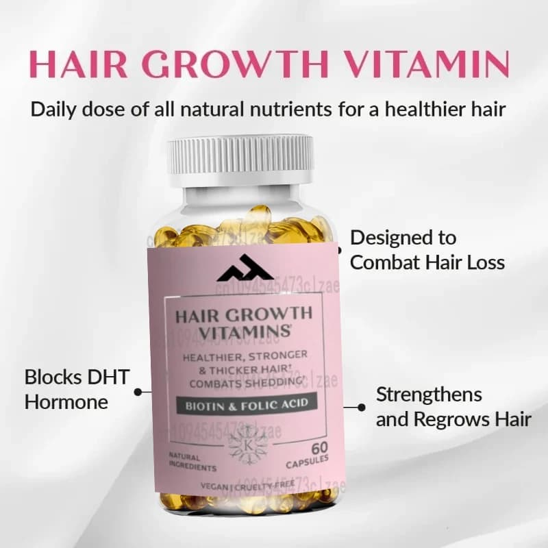 Vitamins for hair growth, biotin supplements, collagen stimulants, including saw palm, vitamin D3, etc. -60 capsules