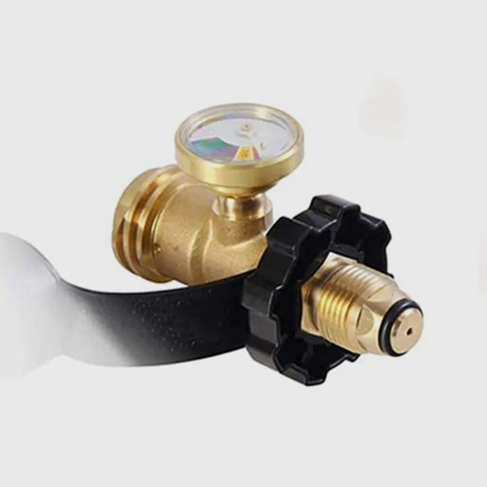Adattatore per propano con manometro, connettore per serbatoio gas per campeggio, grill, fornello, scaldabagno, raccordo rapido per esterni