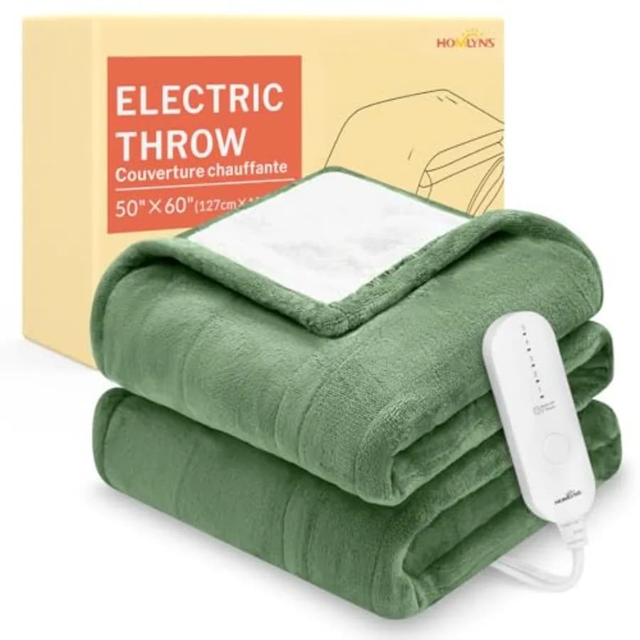 Coperta Elettrica LuxeHeat, Morbida Coperta Riscaldante in Flanella e Sherpa con 5 Livelli di Calore, Timer 3 Ore e Spegnimento Automatico