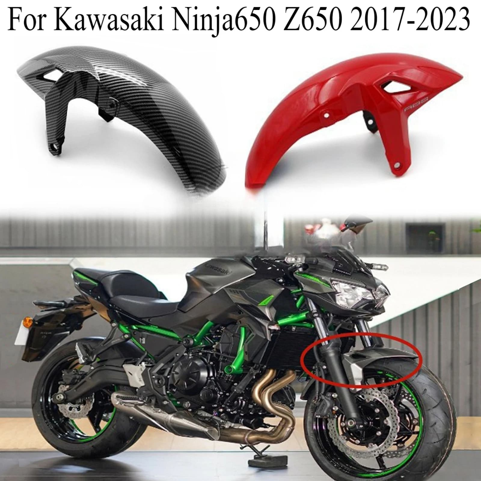 Parafango Anteriore Paraspruzzi Moto per Kawasaki Ninja650 Z650 2017-2023