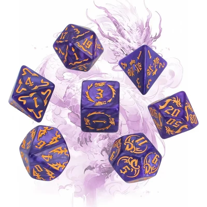 Set di Dadi Poliedrici Dragon Element, 7 Pezzi per Giochi DND, Dungeons and Dragons, Giochi da Tavolo e di Ruolo, Dadi da Gioco, Regalo