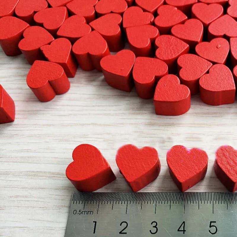 20 pezzi 15mm * 10mm pezzi di gioco di scacchi in legno di peone a forma di cuore rosso per accessori per giochi da tavolo token