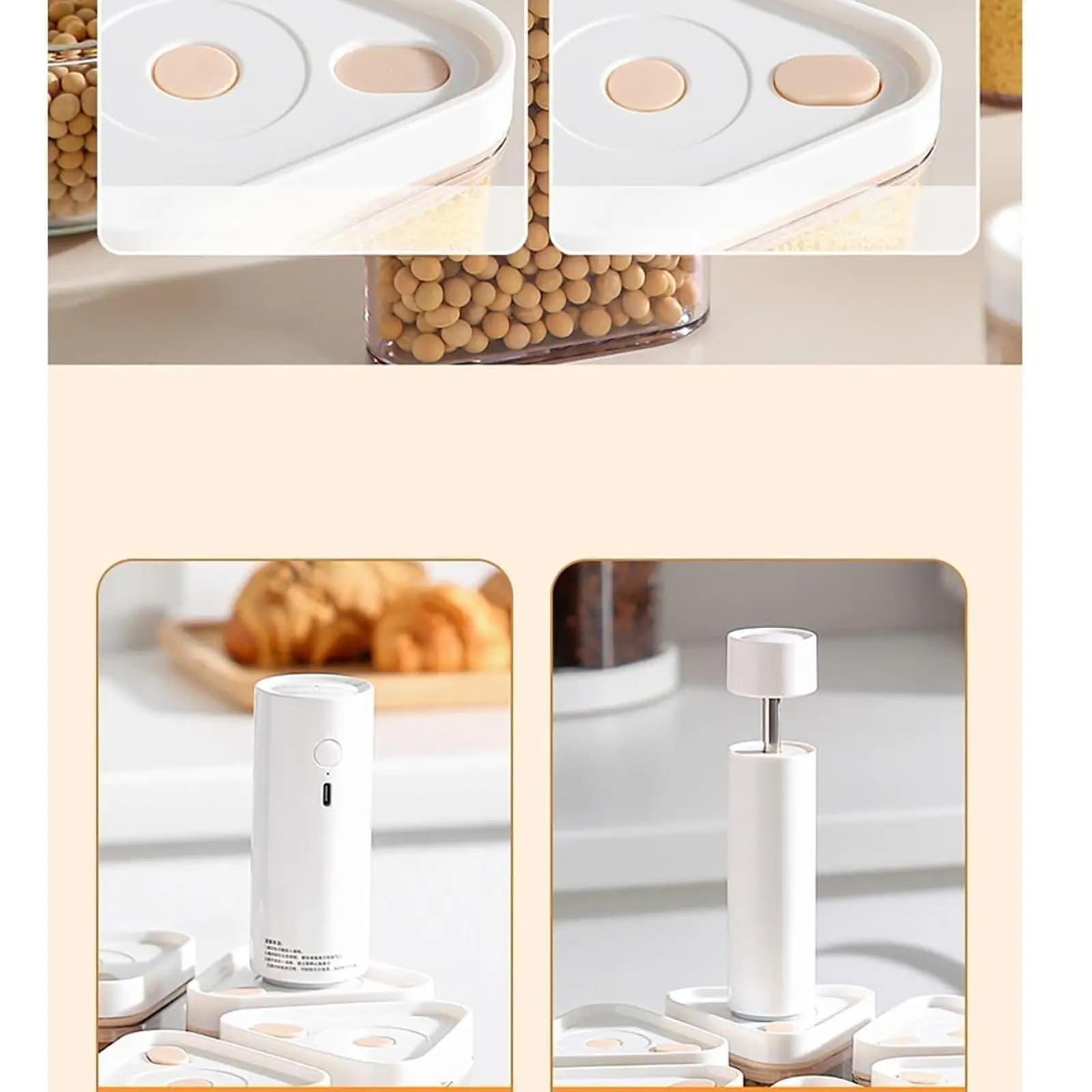 360 Degree Rotating Storage Box Airtight Cereal Container with Six Sections for Corn Flakes Beans Kitchen Use