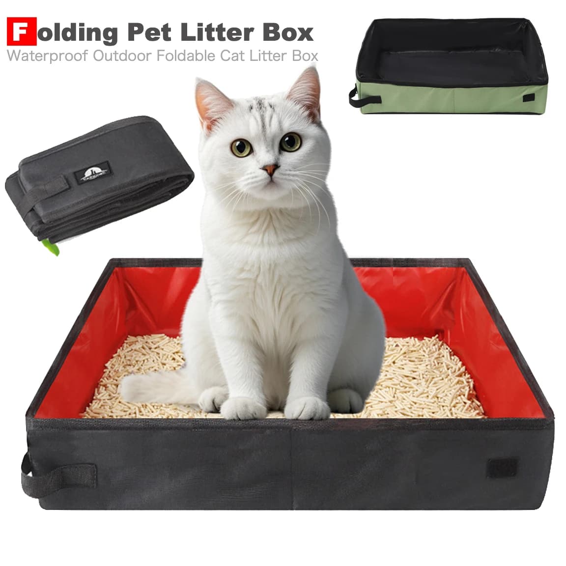 Lettiera da viaggio pieghevole a prova di perdite Vassoio portatile leggero per sabbiera WC impermeabile per esterni per accessori per cuccioli di gatto