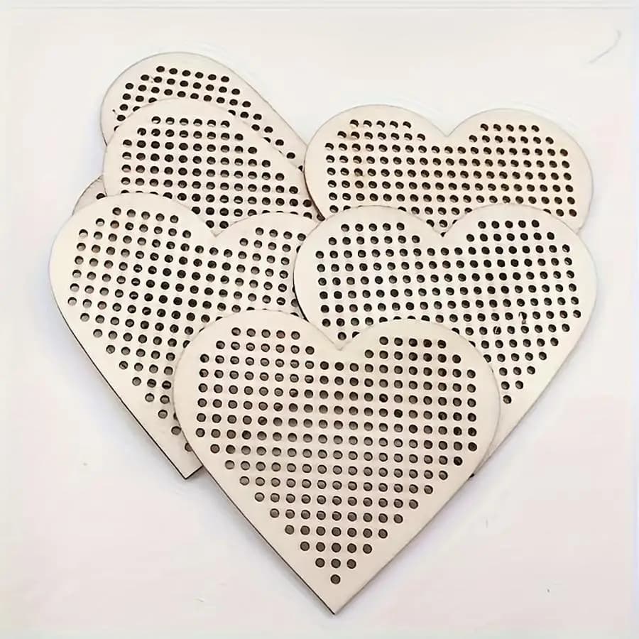 1/5/10/20/50/100pcs Items, heart-shaped wooden cross-stitch pendant—wooden craft item, used for handmade decorations and DIY cro