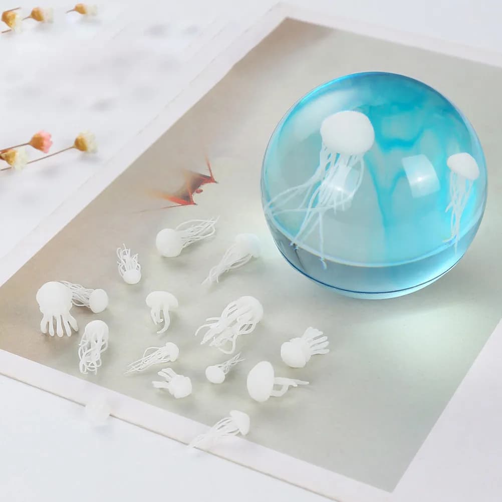 10 Pezzi di Meduse in Resina Epossidica per Decorazioni a Tema Marino, Stampi Fai-da-Te per Cover di Telefoni, Cornici, Scatole di Cancelleria