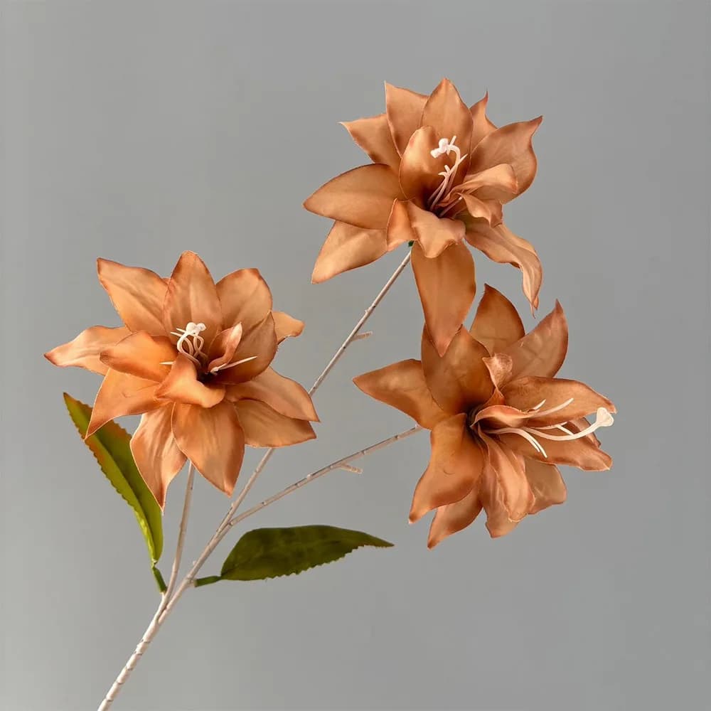 Ramo di Fiori Artificiali a 3 Teste, Piante Verdi Realistiche, Ramo di Fiori in Seta Fatti a Mano, Fiori Finti Real Touch, Bouquet da Sposa
