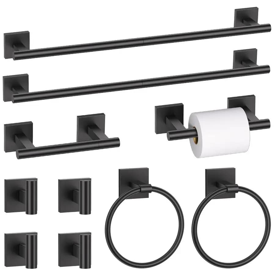 Pezzi Set portasciugamani nero opaco, set di accessori per il bagno porta carta igienica a doppia fase, portasciugamani in acciaio inossidabile da 23,6 pollici per