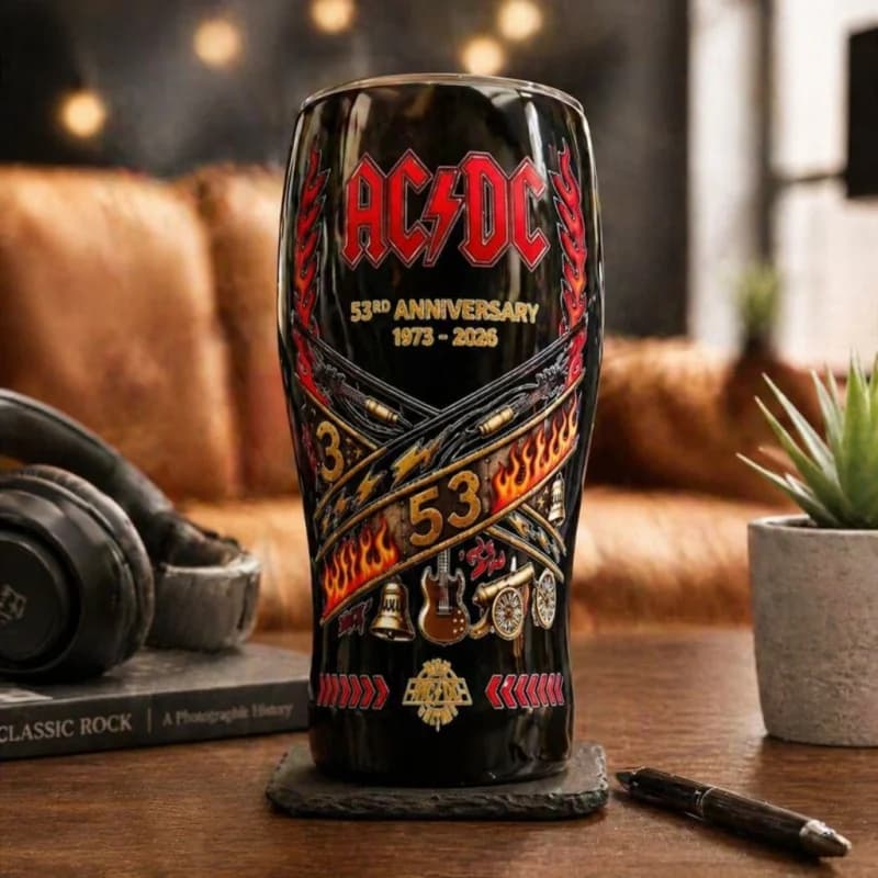 Set da Collezione di Boccali da Birra in Vetro Borosilicato 3D Goffrato per il 53° Anniversario di AC/DC, Edizione Limitata, Memorabilia Hard Rock, Regalo per Bar