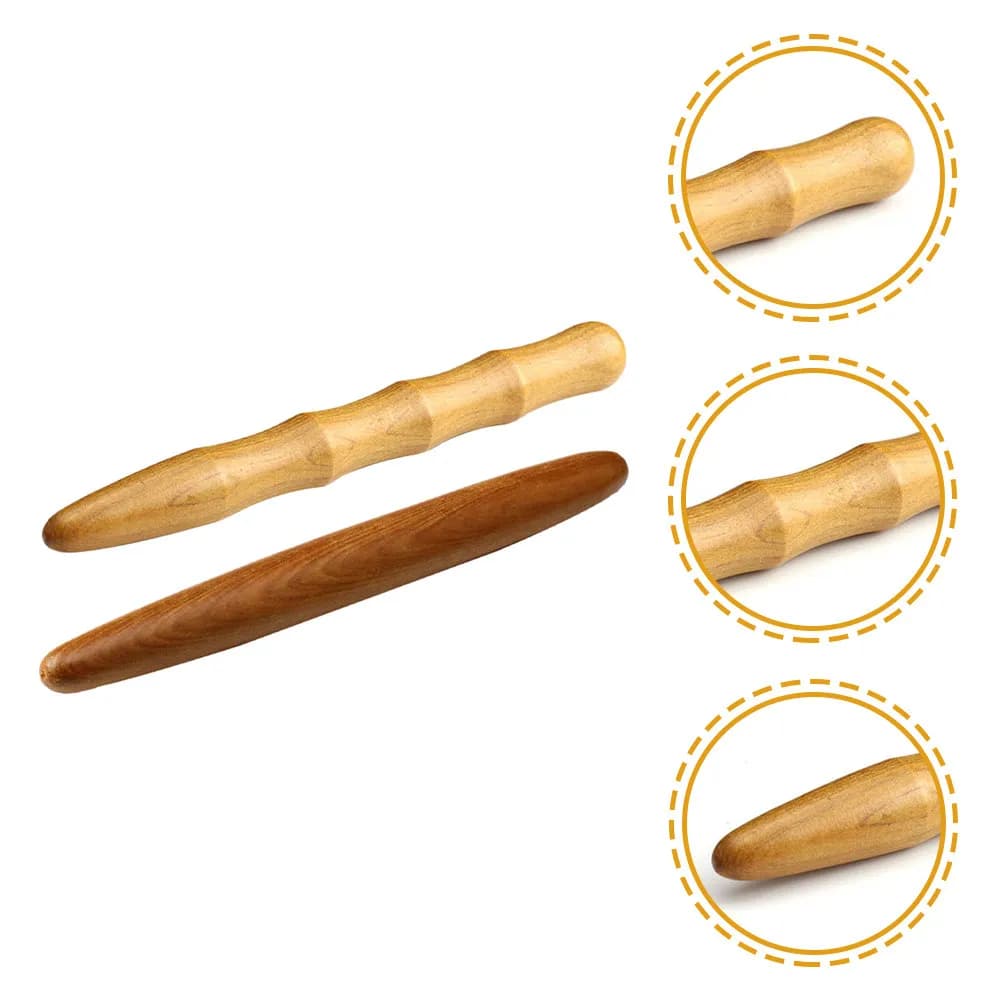 2 Pezzi Bastoncini Massaggianti in Legno Naturale per Agopressione, Strumento per Massaggio Completo del Corpo, Gambe, Braccia, Schiena, Collo, Vita, Sollievo dei Punti Trigger