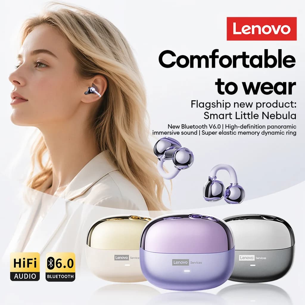 Original Lenovo LE302 OWS Wireless Bluetooth 6.0 Headset 25H Battery Life Sports Ear Clip Earphones Noise Cancelling Headphones