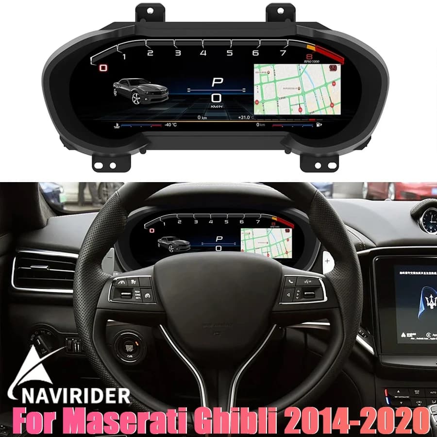 Aggiornamento Display LCD per Cruscotto Auto Maserati Ghibli 2014-2020, Tachimetro Intelligente con Mappa e Display Multicolore ad Alta Risoluzione