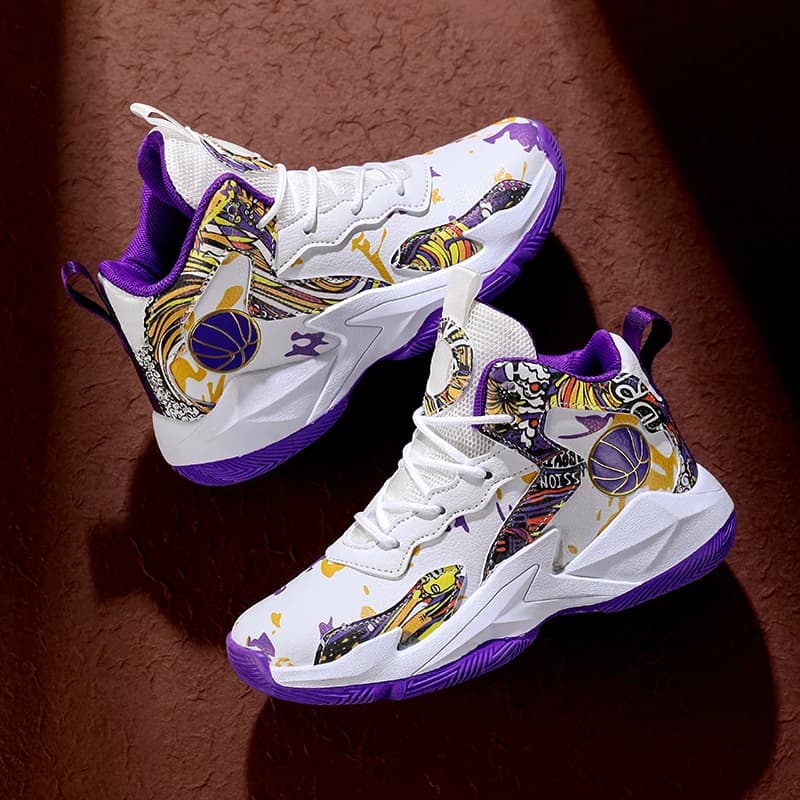Scarpe da basket alla moda per bambini Sneakers alte Scarpe sportive casual per bambini Scarpe da ginnastica da palestra antiscivolo protettate alla caviglia Ragazzi