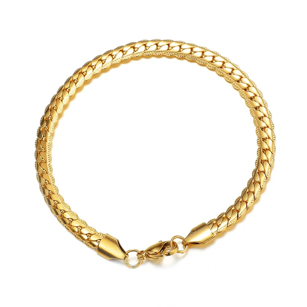 Punk Flat Snake Chain Link bracciale 18/21cm oro argento colore catene a mano in acciaio inossidabile per uomo donna gioielli moda regalo
