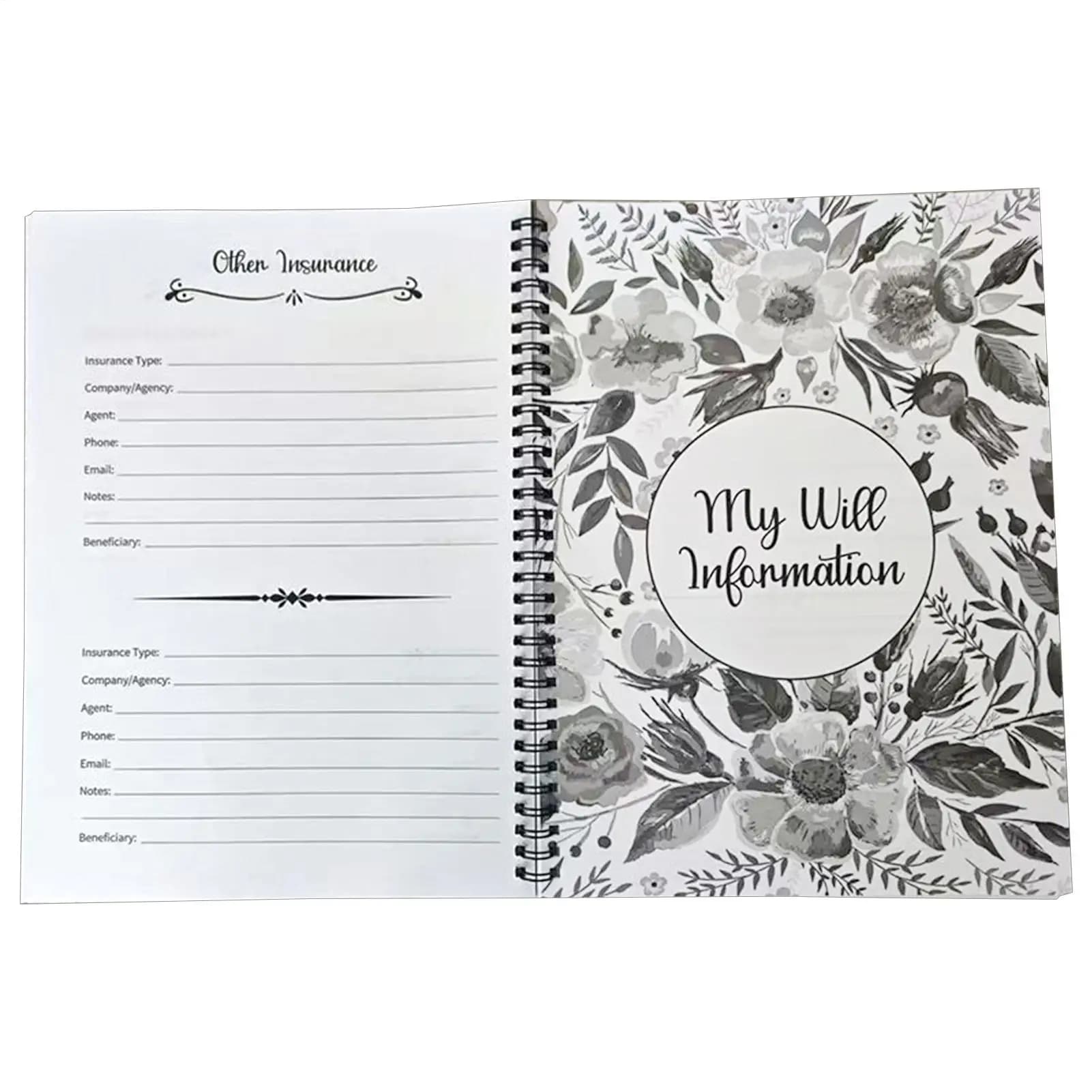 Fine Of Life Planner Composizioni finali Organizzatore Cartella di lavoro guidata Diario Notebook per creazioni Preparazione importanti