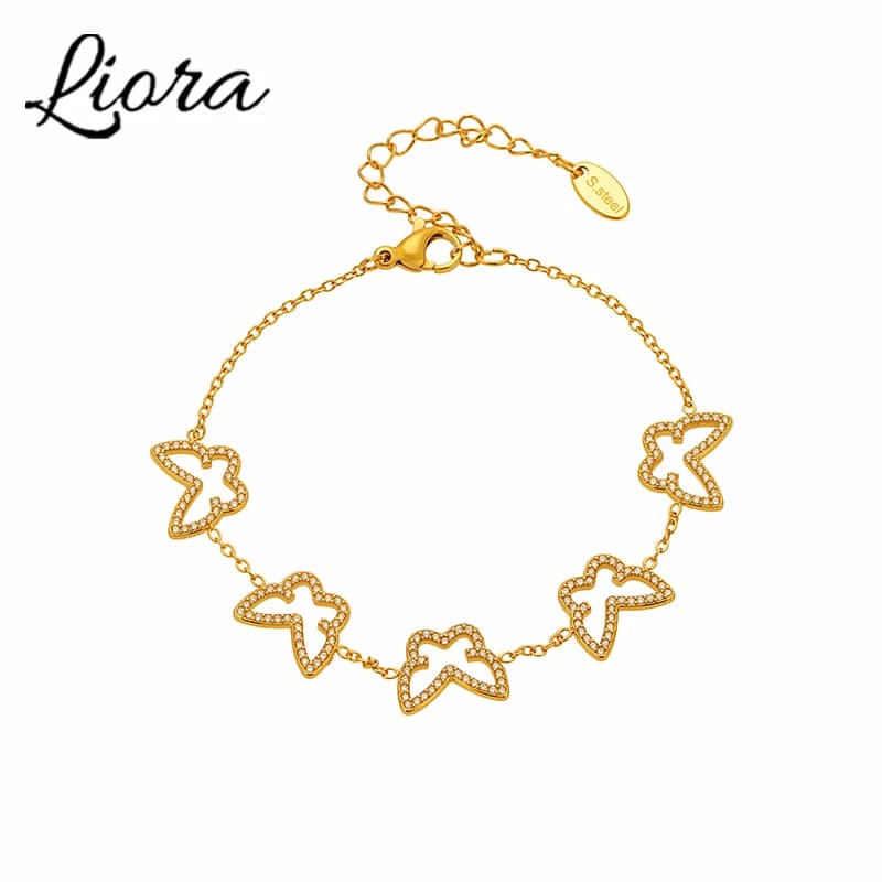 Liora squisita farfalla cuore zircone braccialetti a catena in acciaio inossidabile per le donne gioielli con braccialetti di fidanzamento per matrimoni