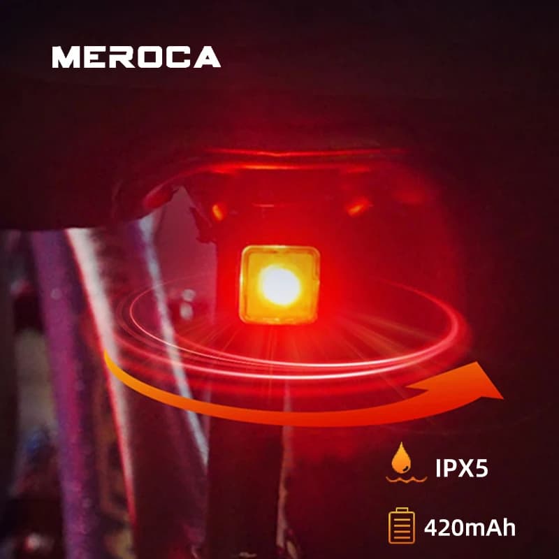MEROCA Luce posteriore per bicicletta Luce sensore freno intelligente per MTB Bici da strada Spia di sicurezza da viaggio notturna Accessori bici
