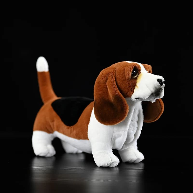Cute Basset Hound Plush Toy - French Realistic Soft Stuffed Doll Lifelike Animal Simulation Model Gift