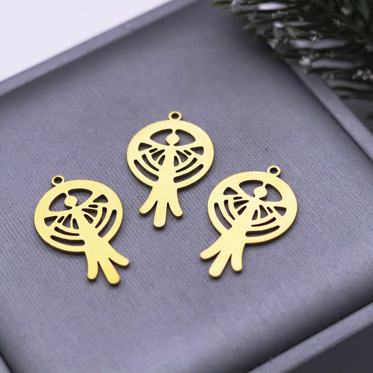 3pcs Stainless Steel Hollow Dreamcatcher Charms Boho Pendant for DIY Jewelry Making Necklace Earrings Accessories Wholesale