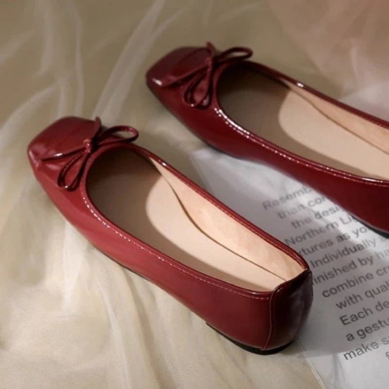 Women's Mary Jane Shoes Solid Color PU, With Decorative Bow, Square Tip Rubber Effect, Comfortable for Daily Use