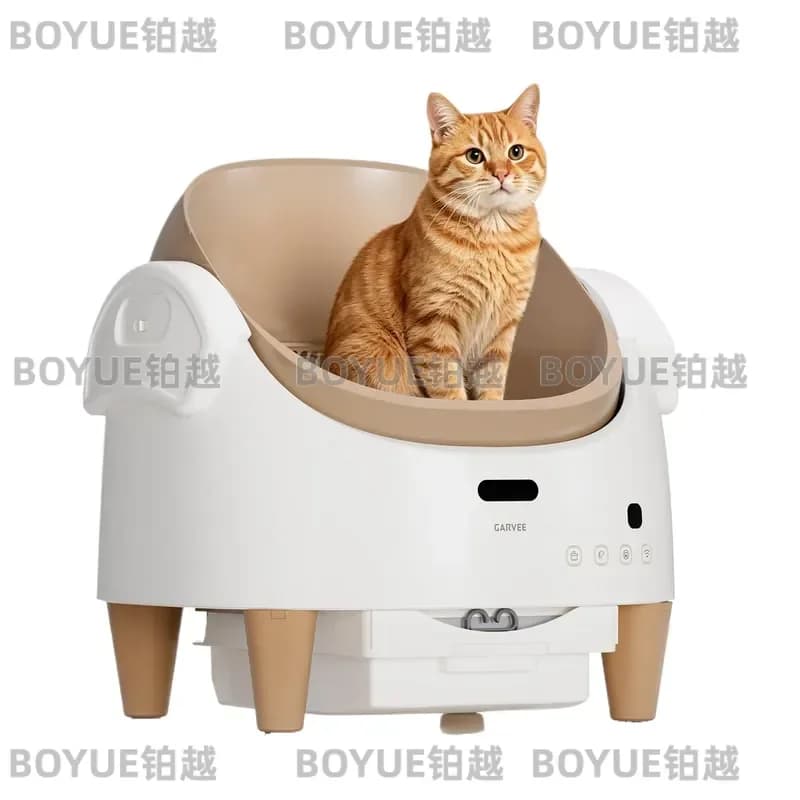 Automatic Self-Cleaning Cat Litter Box with App Control, Open-Top Smart Cat Litter Box with 360° Safety Sensors & Odor