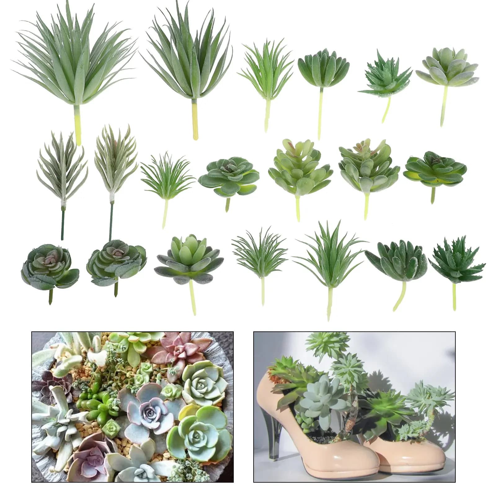 20Pcs Mini Artificial Succulents Fake Potted Plants Decorative Indoor Ornament Photo Props Creative Gift for Room Desk