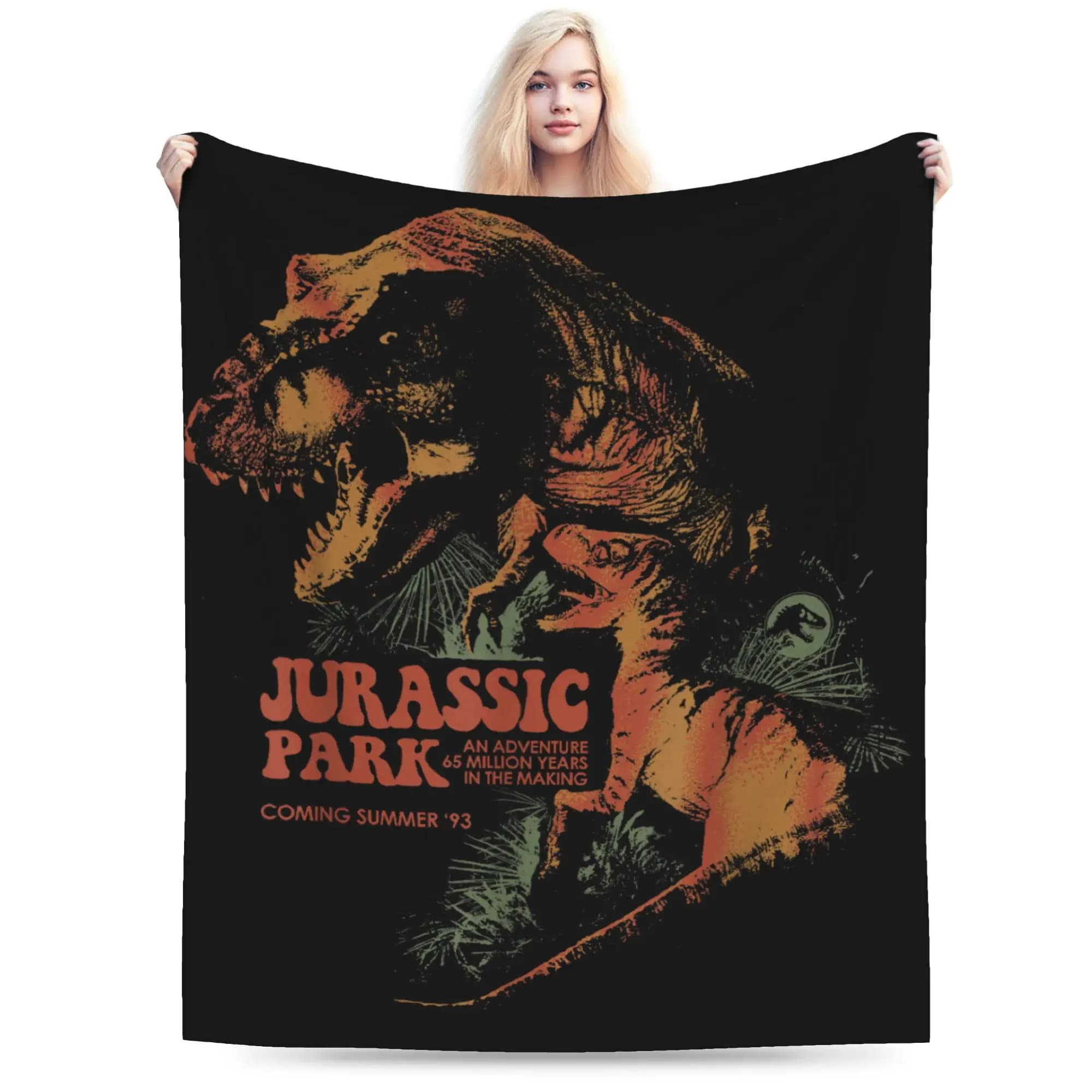 Jurassic Park T-Rex Raptor Colors Graphic Blankets Super Soft Throw Blanket Spring Couch Chair Sofa Bed Graphic Bedspread