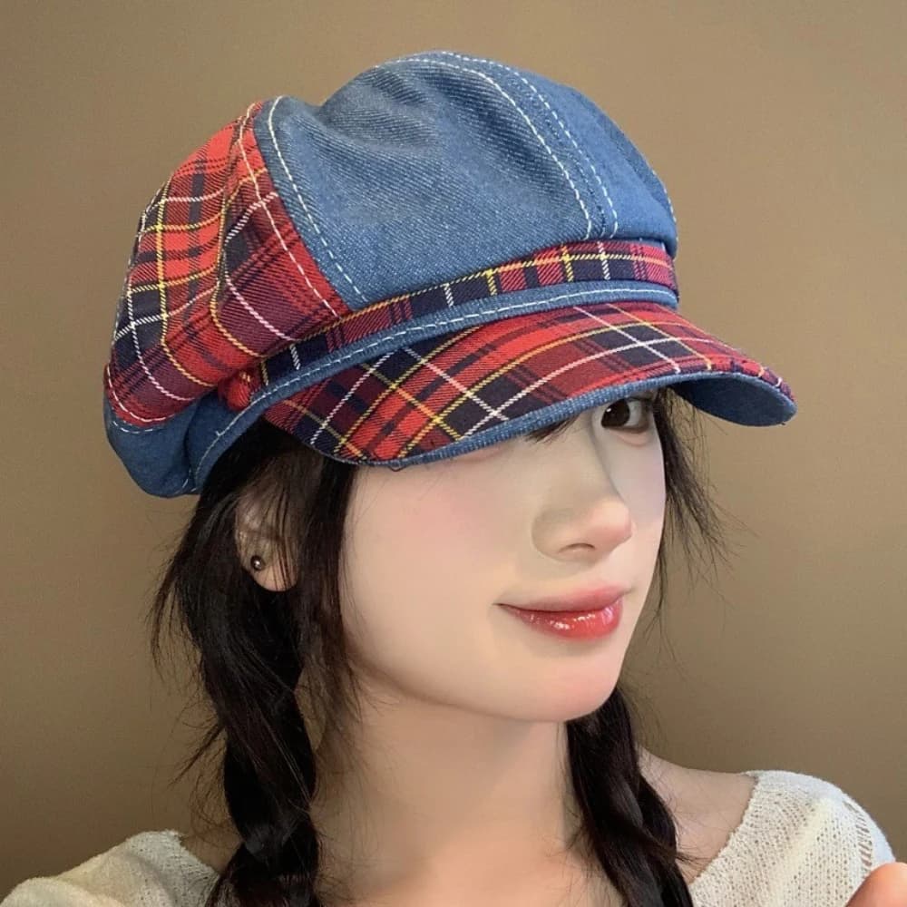HT4853 Berretti per le donne Nuova Primavera Estate Autunno Berretto da strillone Plaid Artista Pittore Cappello berretto Ottagonale femminile Berretto da donna Berretti