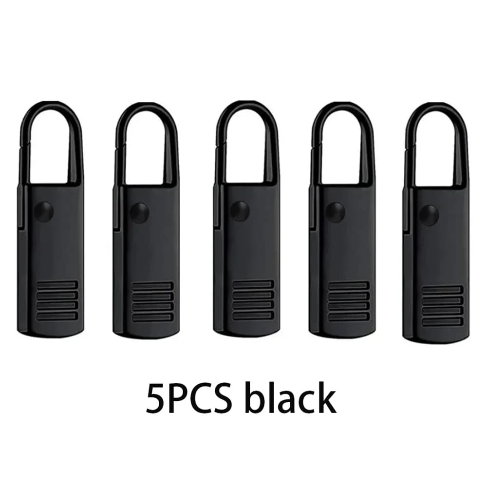 5 pieces of detachable black zippers, spare accessories for jeans and backpacks hinges, sewing tools